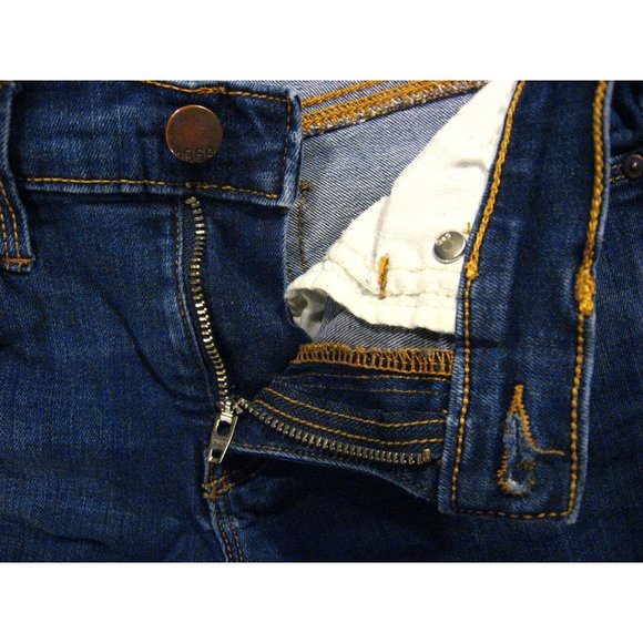 Vintage GAP 1969 CUTOFF JEAN SHORTS W 27 MEASURED LEGGING Patched Juniors Blue D - Picture 4 of 10